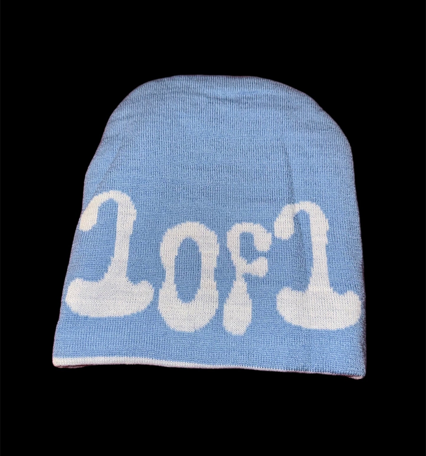 Blue & white reversible beenie