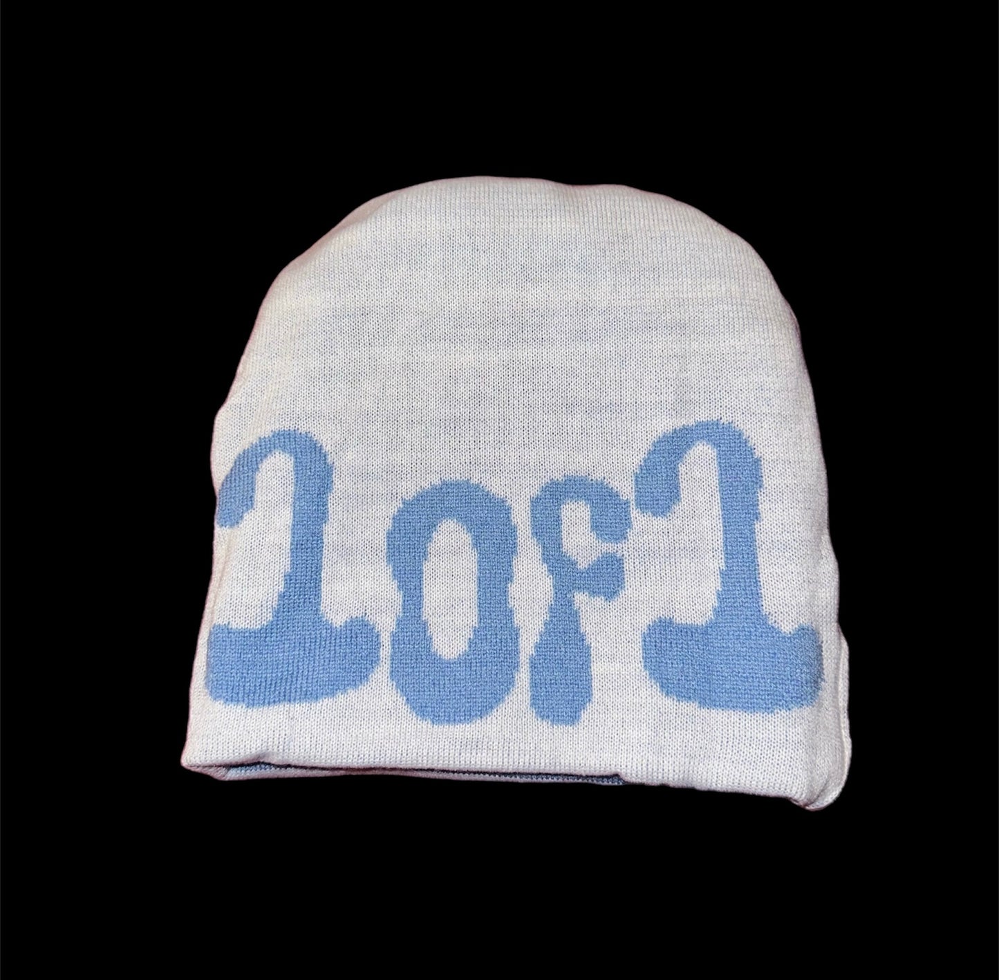 Blue & white reversible beenie