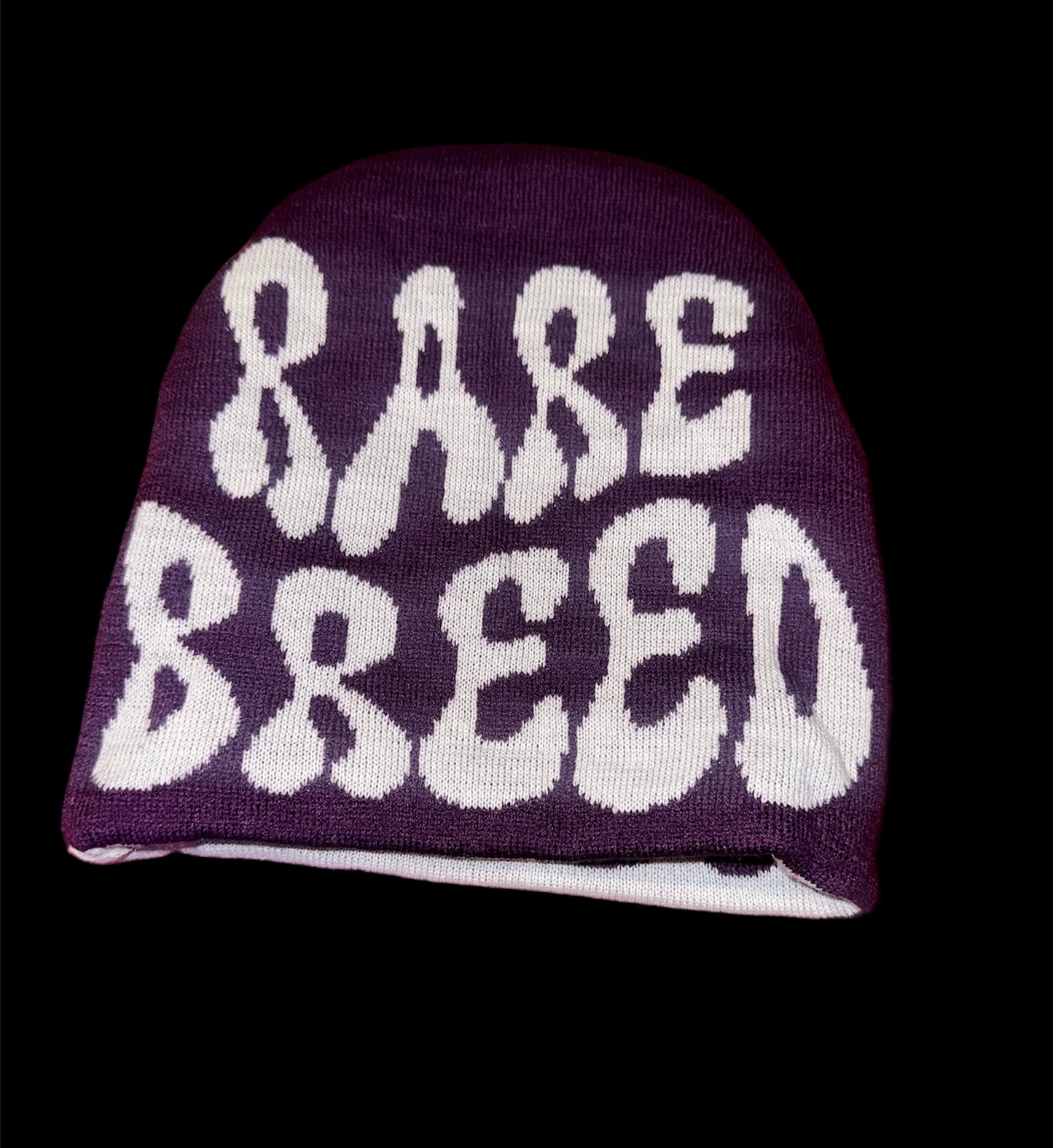 Purple & White reversible beenie