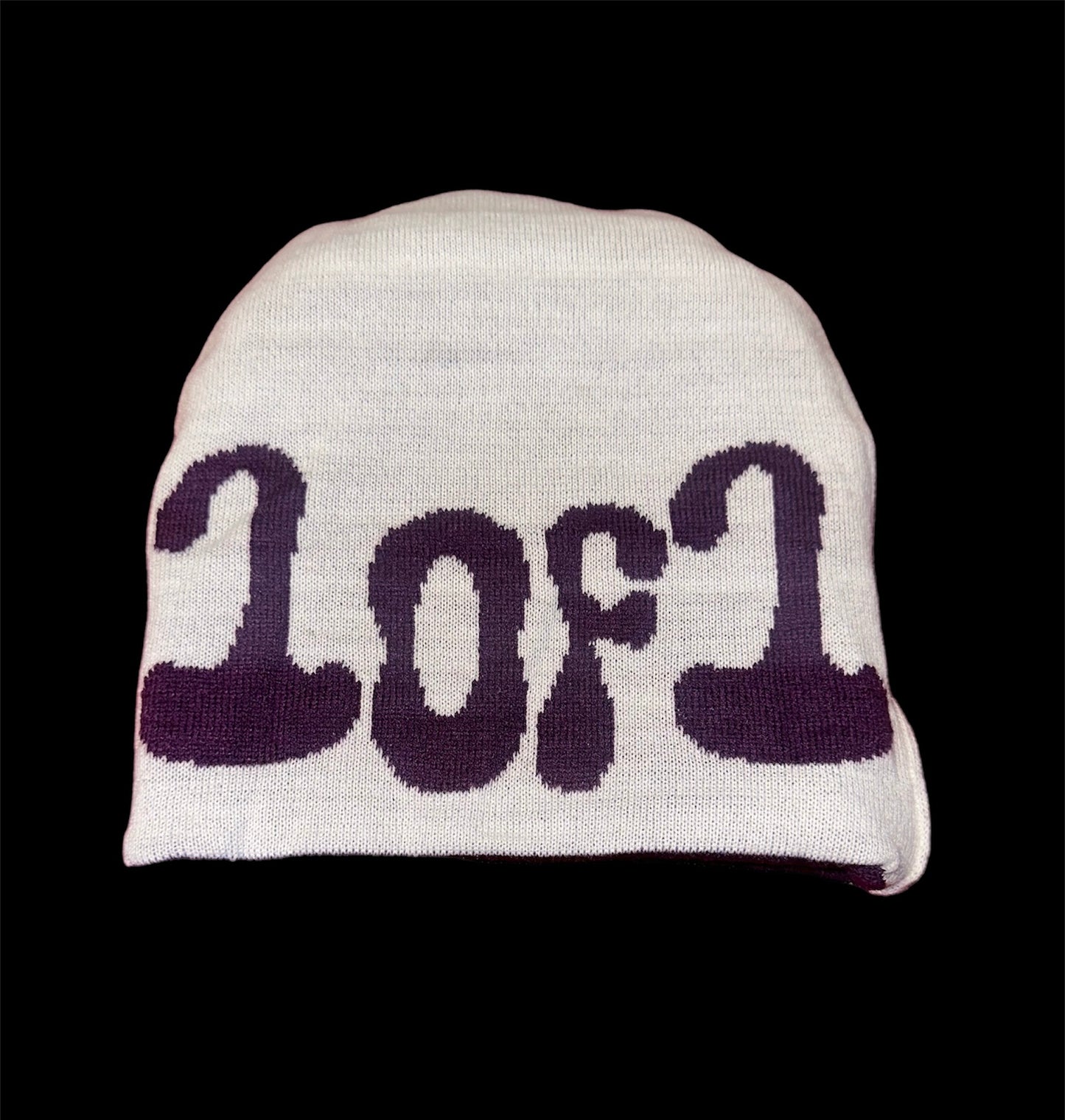 Purple & White reversible beenie