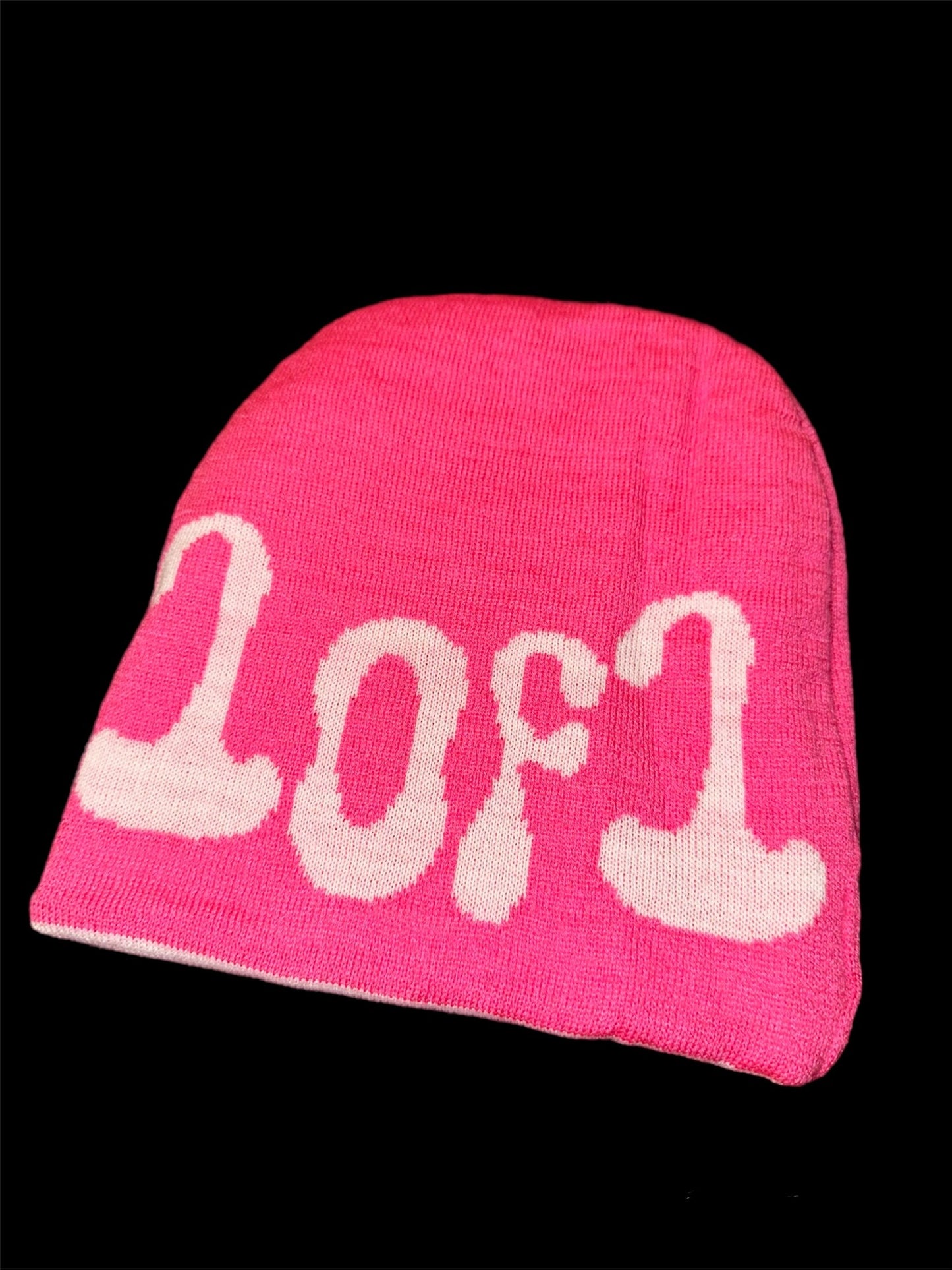Pink & White reversible beenie