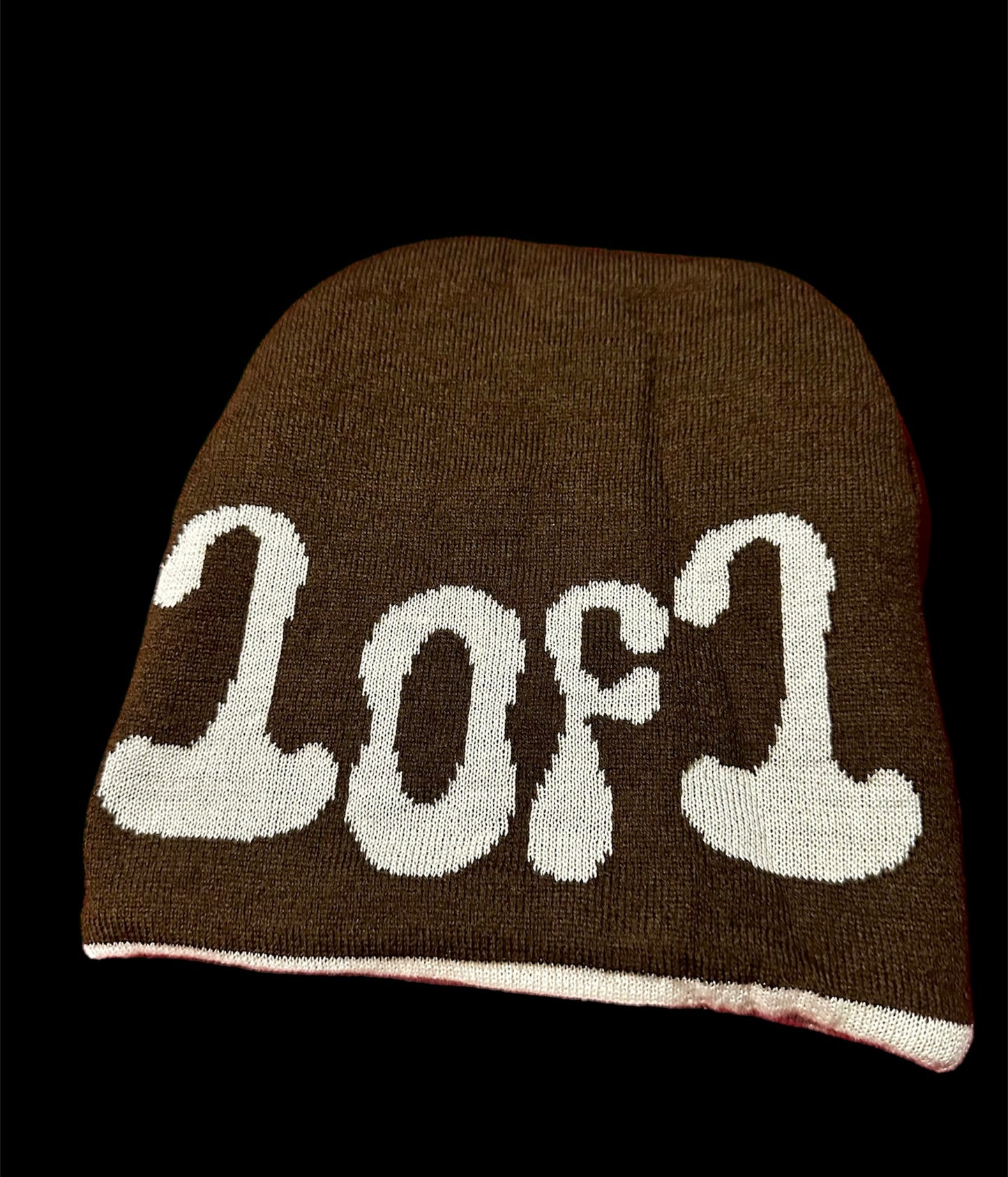 Brown & cream reversible beenie