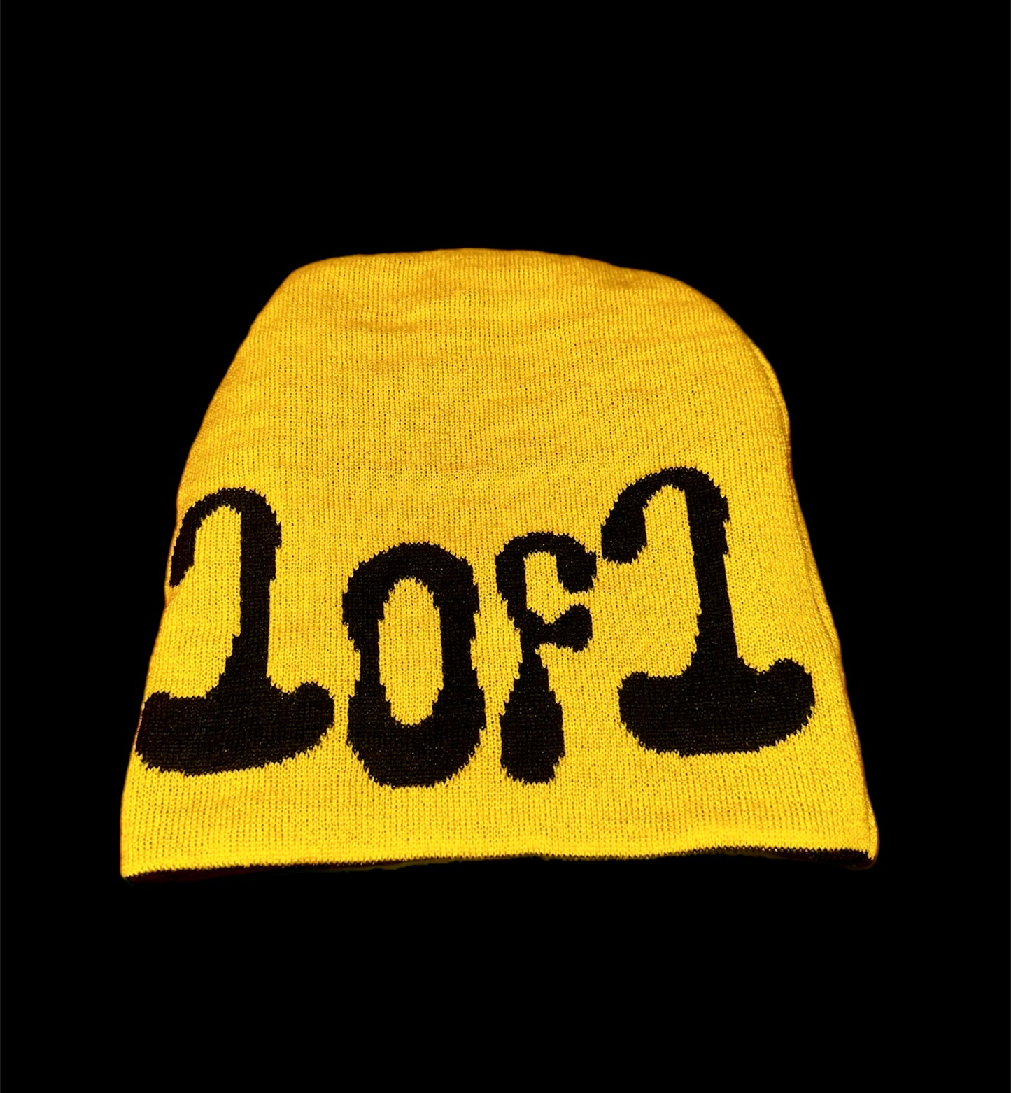 Yellow & Black reversible beenie