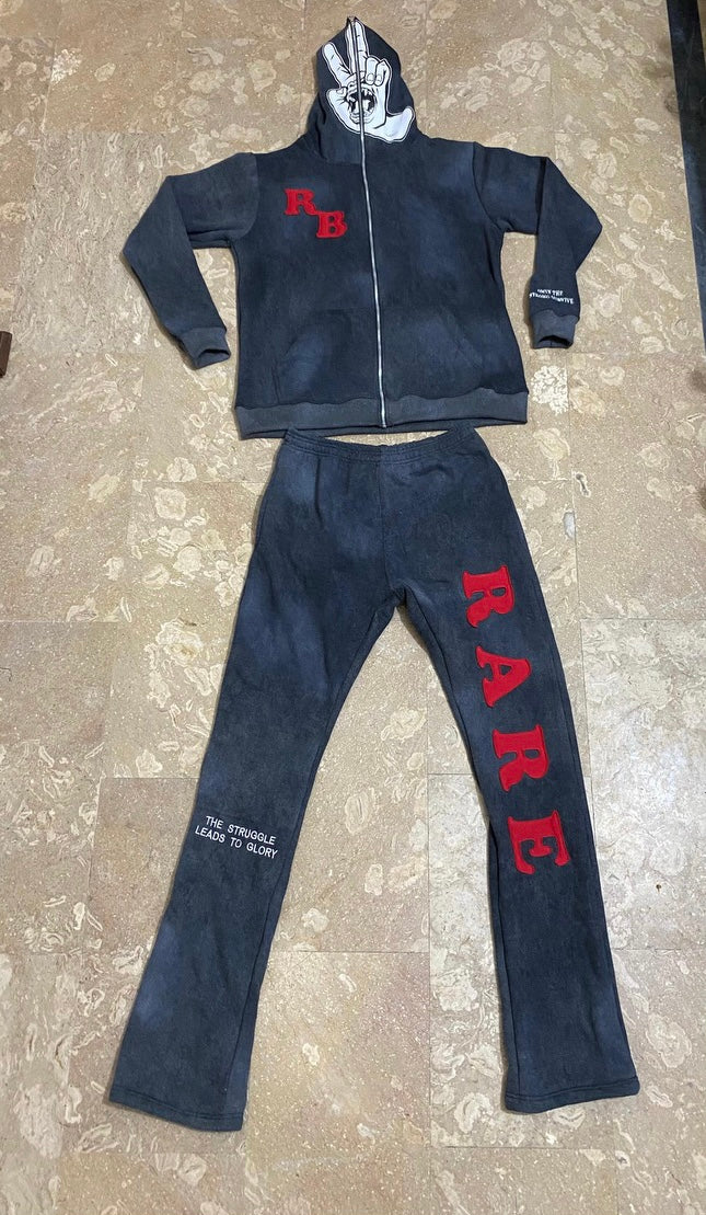 Ash black x red stacked sweats