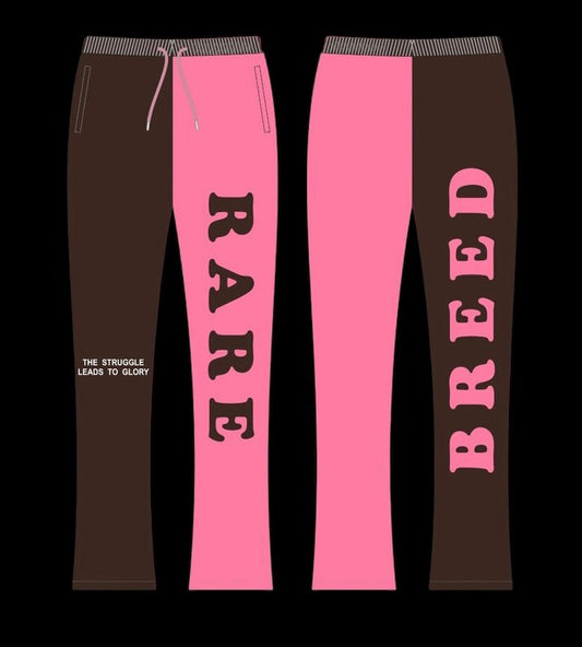 Pink split brown stacked sweats