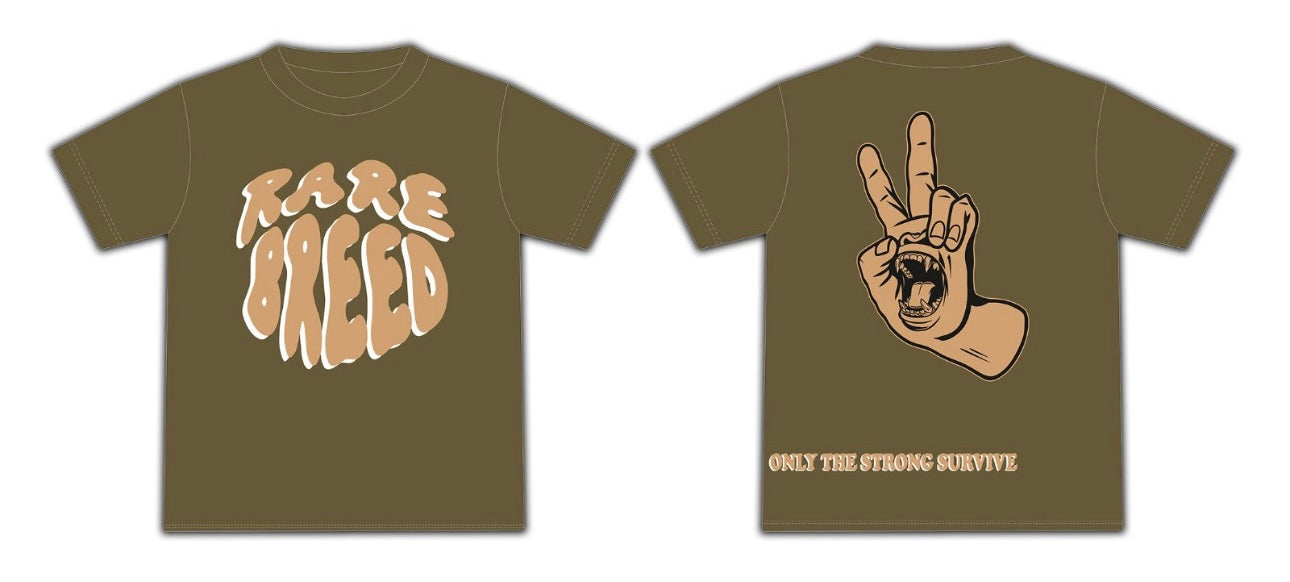 3D graphic tee Olive green x brown white reflective